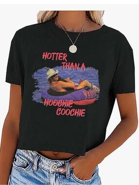 Hotter Than A Hoochie Coochie Graphic Crop Tee - Black